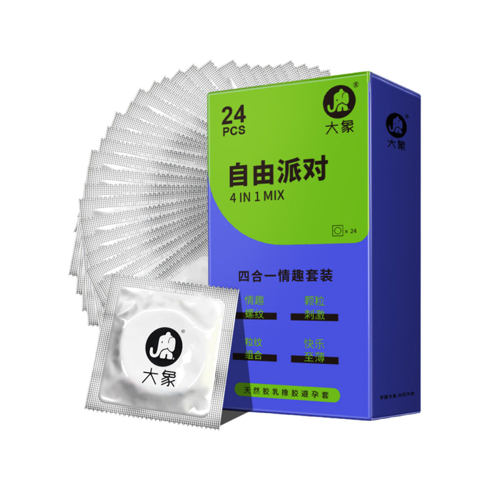 Elephant-4-in-1-Mix-Condoms-–-24-Pack---Ribbed,-Dotted,-Combo-&-Ultra-Thin-Variety-1