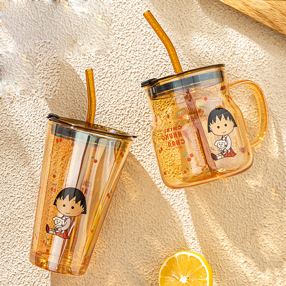 Modern-Housewife-Chibi-Maruko-Chan-Amber-Cup-with-Cherry-Pattern---450ml-1