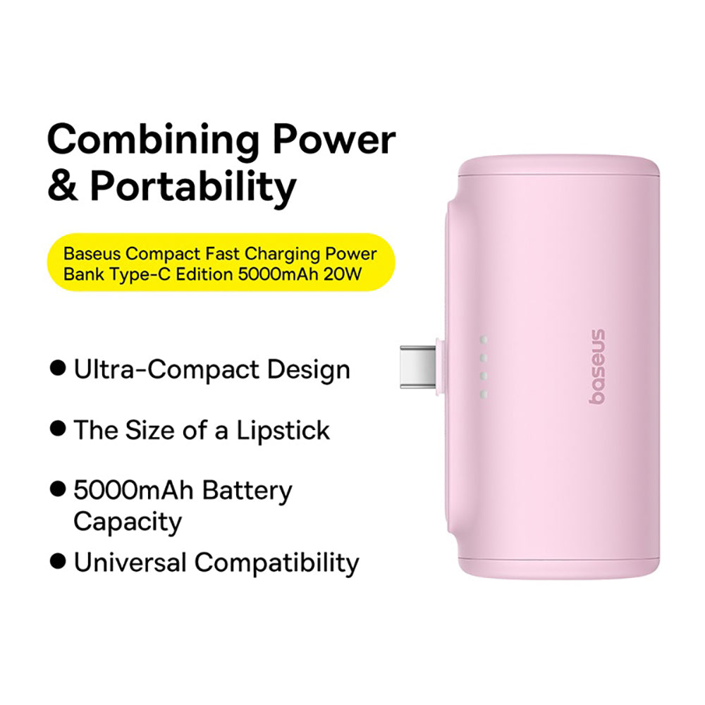 Baseus-Compact-Fast-Charging-Power-Bank-Type-C-Edition-5000mAh-20W---Floating-Pink-1