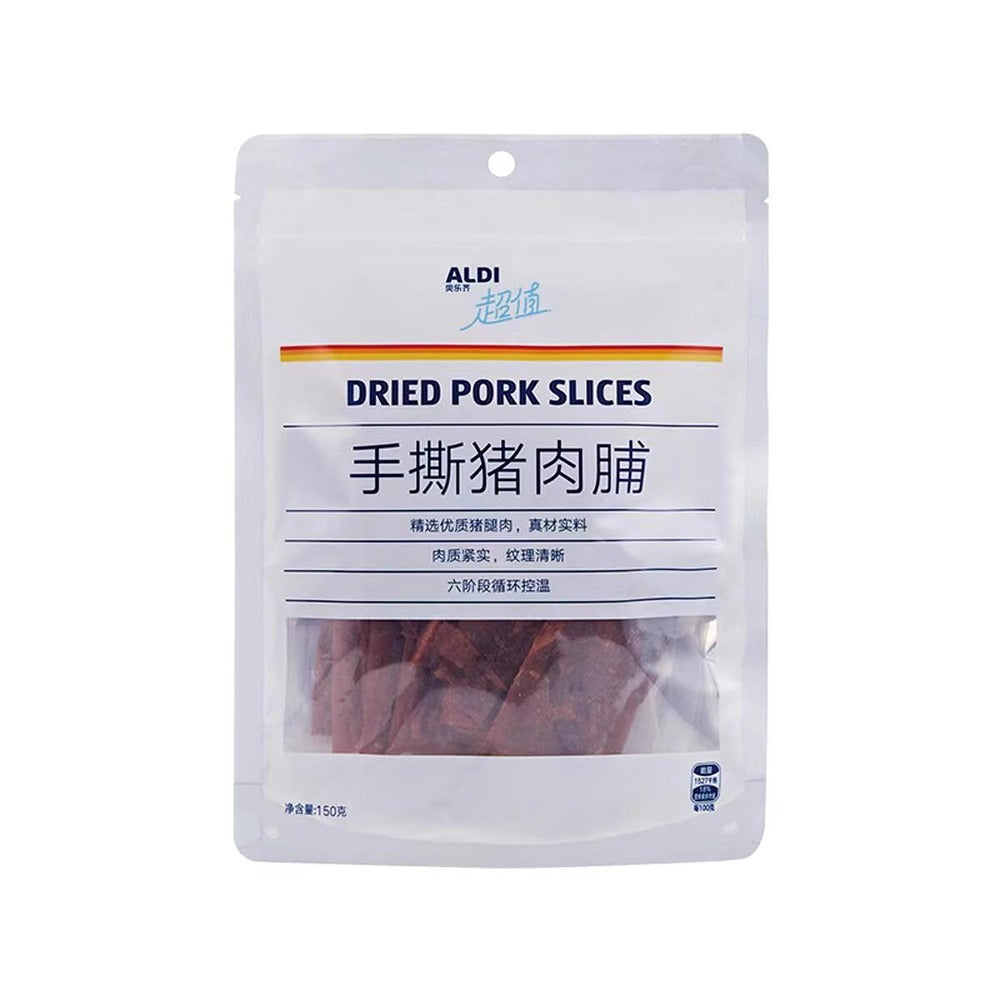ALDI-Value-Dried-Pork-Slices-150g-–-Hand-Torn-Pork-Jerky,-Limited-Import-1