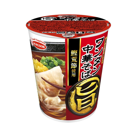Acecook Wonton Chuka Soba "Kuro" Soy Sauce Cup Noodles 58g – Japanese Instant Wonton Ramen