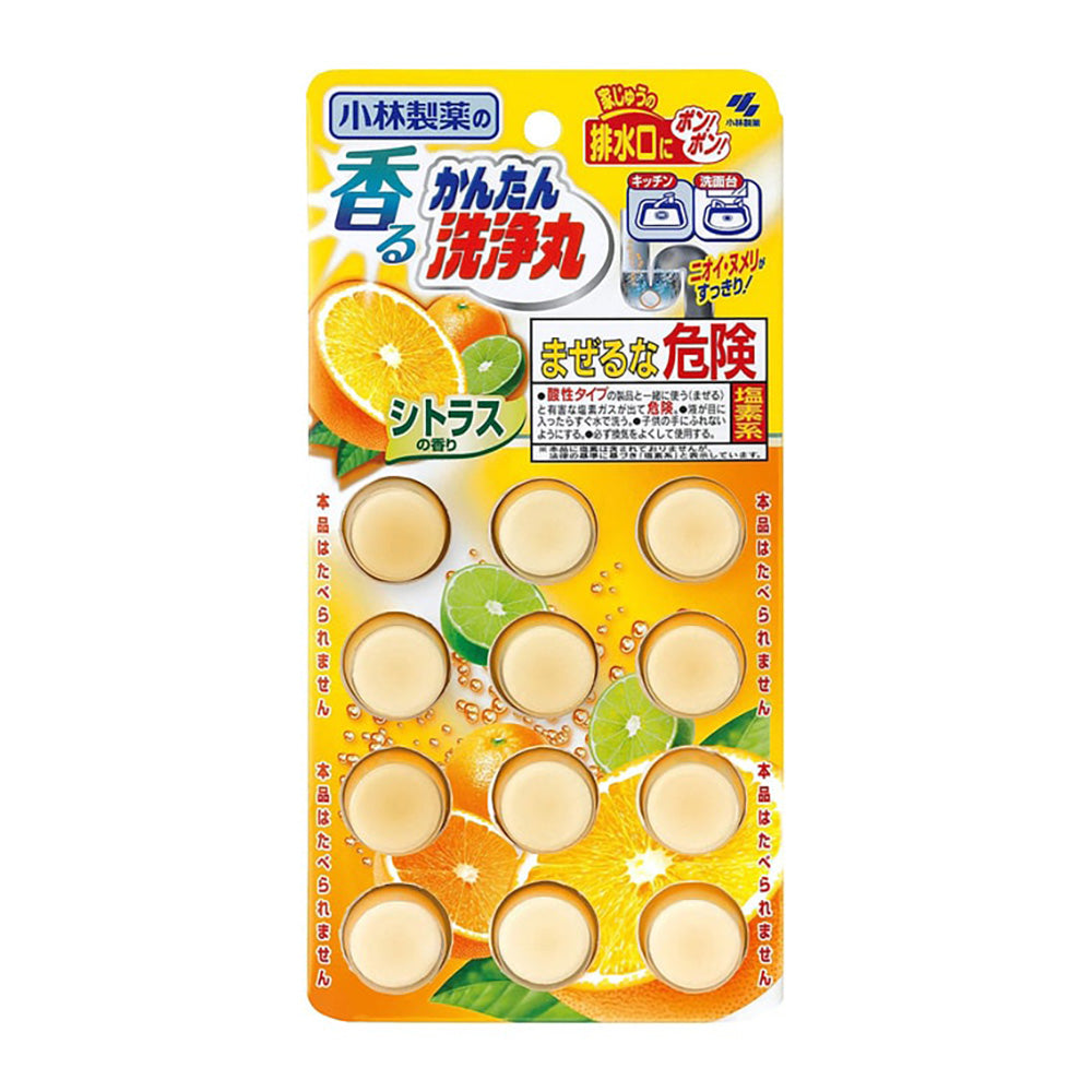 Kobayashi-Drain-Cleaner-Tablets---Citrus-Scent,-12-Tablets-1