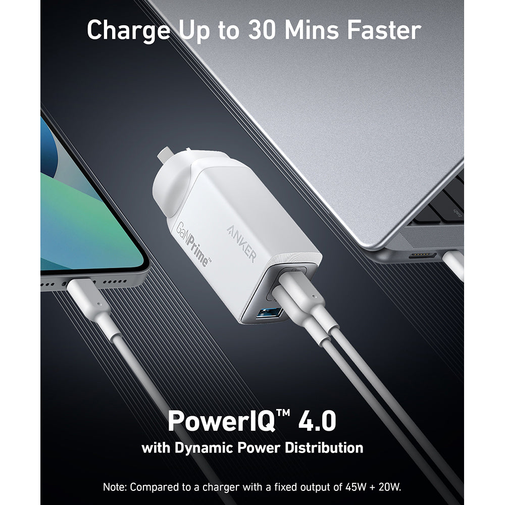 Anker-65W-GaNPrime-Triple-Port-Fast-Charger---White,-AU-Plug-1