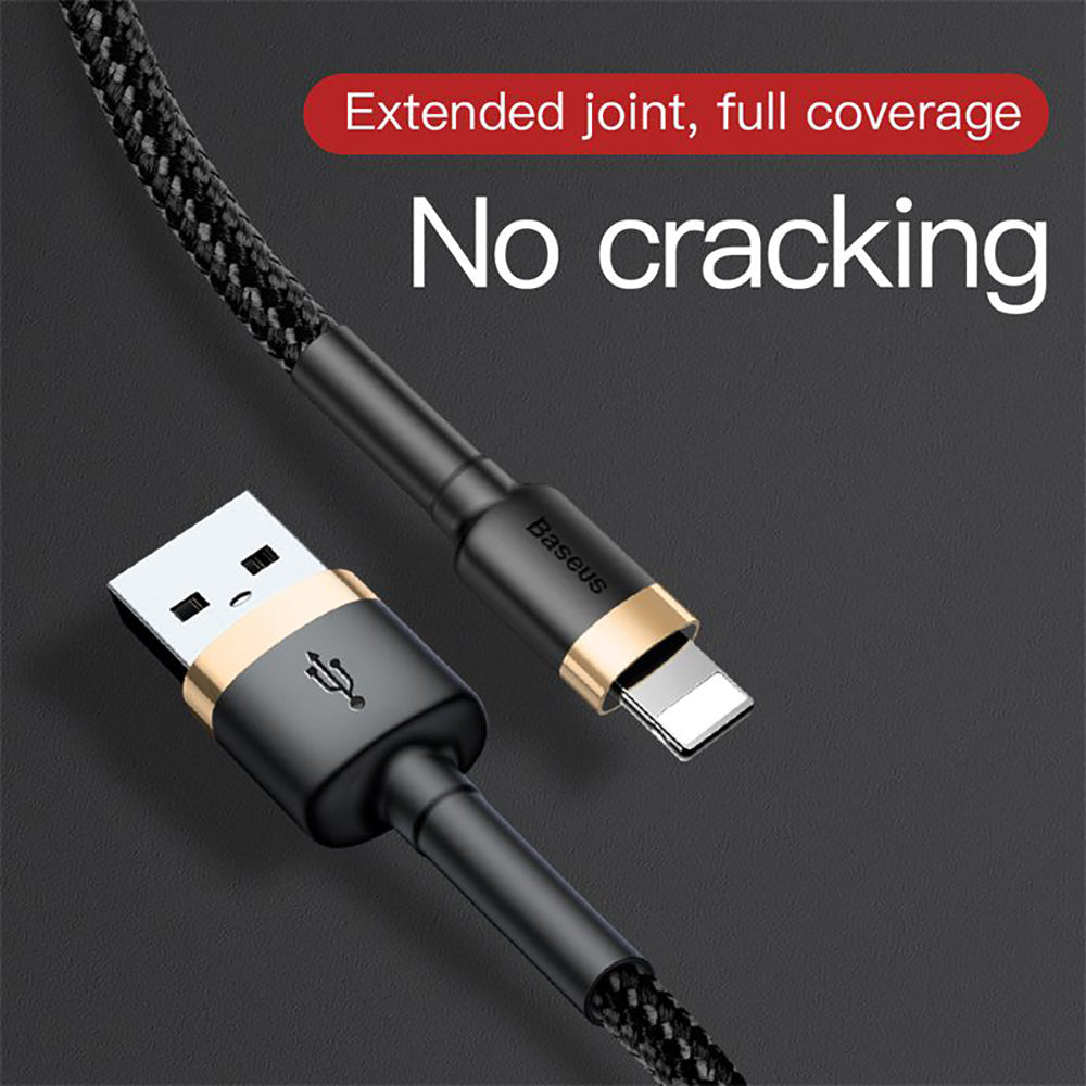 Baseus-Cafule-Lightning-USB-Cable-1.5A-2M---Gold-Shell-&-Black-Cord-1