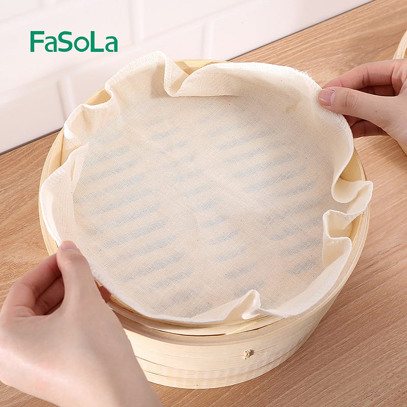 FaSoLa-Cotton-Steamer-Cloth---Beige,-32cm-Diameter,-5-Pieces-1