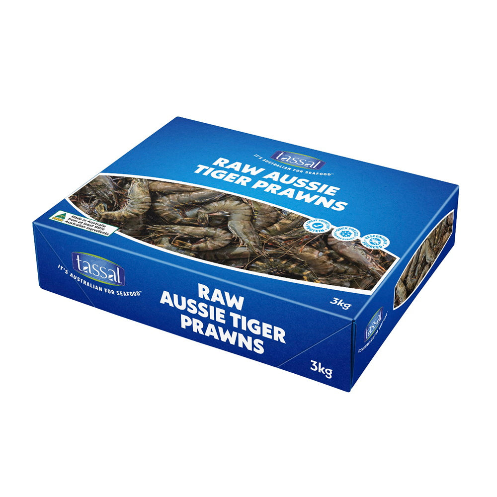 Tassal Frozen Australian Raw Black Tiger Prawns XL Size10/15 3kg