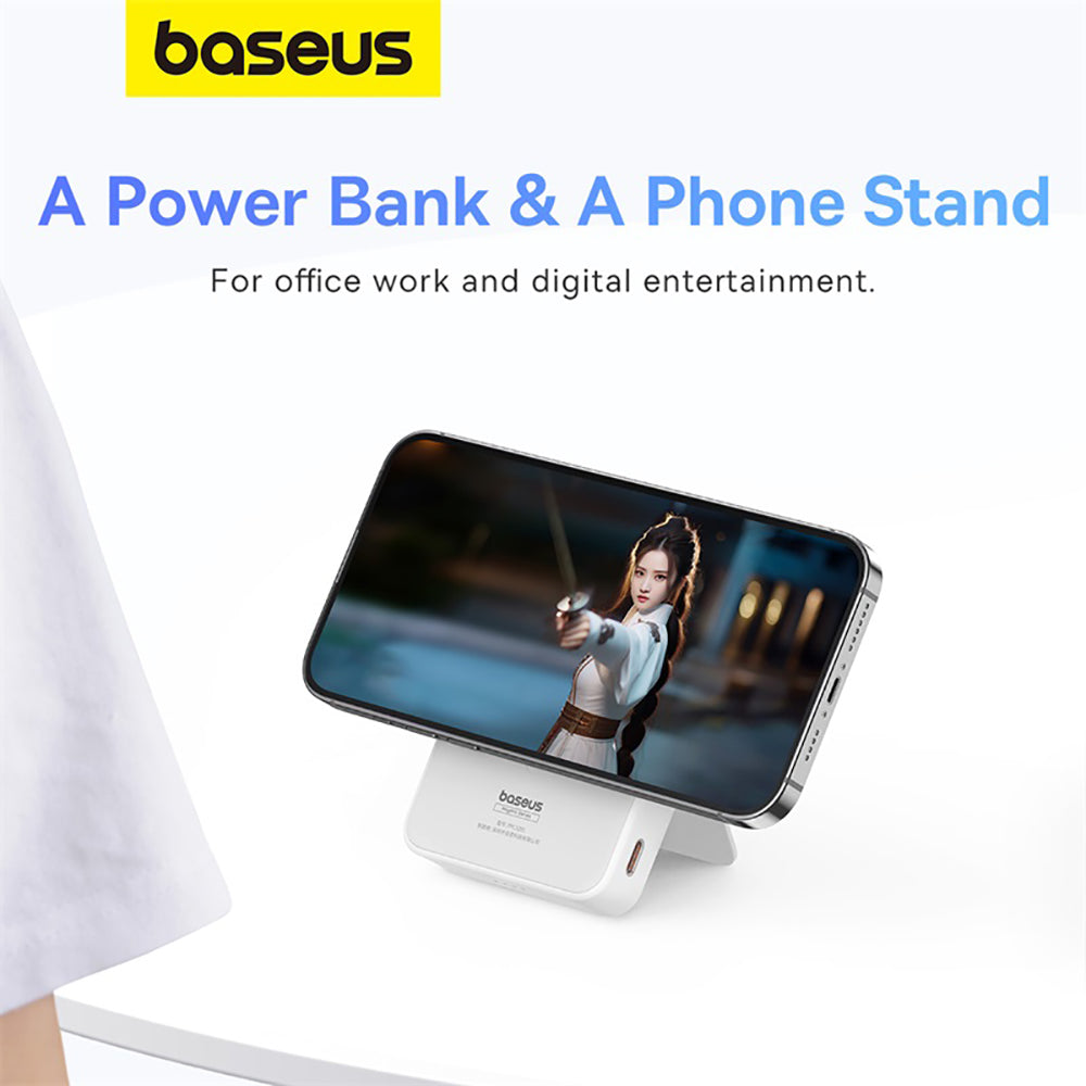 Baseus-MagPro-Magnetic-Power-Bank-and-Phone-Holder-5000mAh-20W---Starlight-White-1