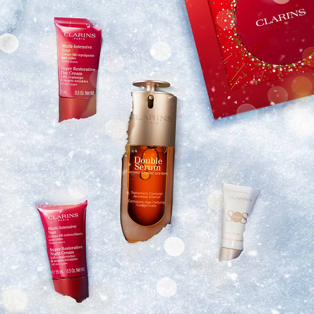 Clarins-Double-Serum-&-Super-Restorative-Day/Night-Cream-Holiday-Set-2025-–-4-Piece-Gift-Box-(with-SOS-Primer)-2