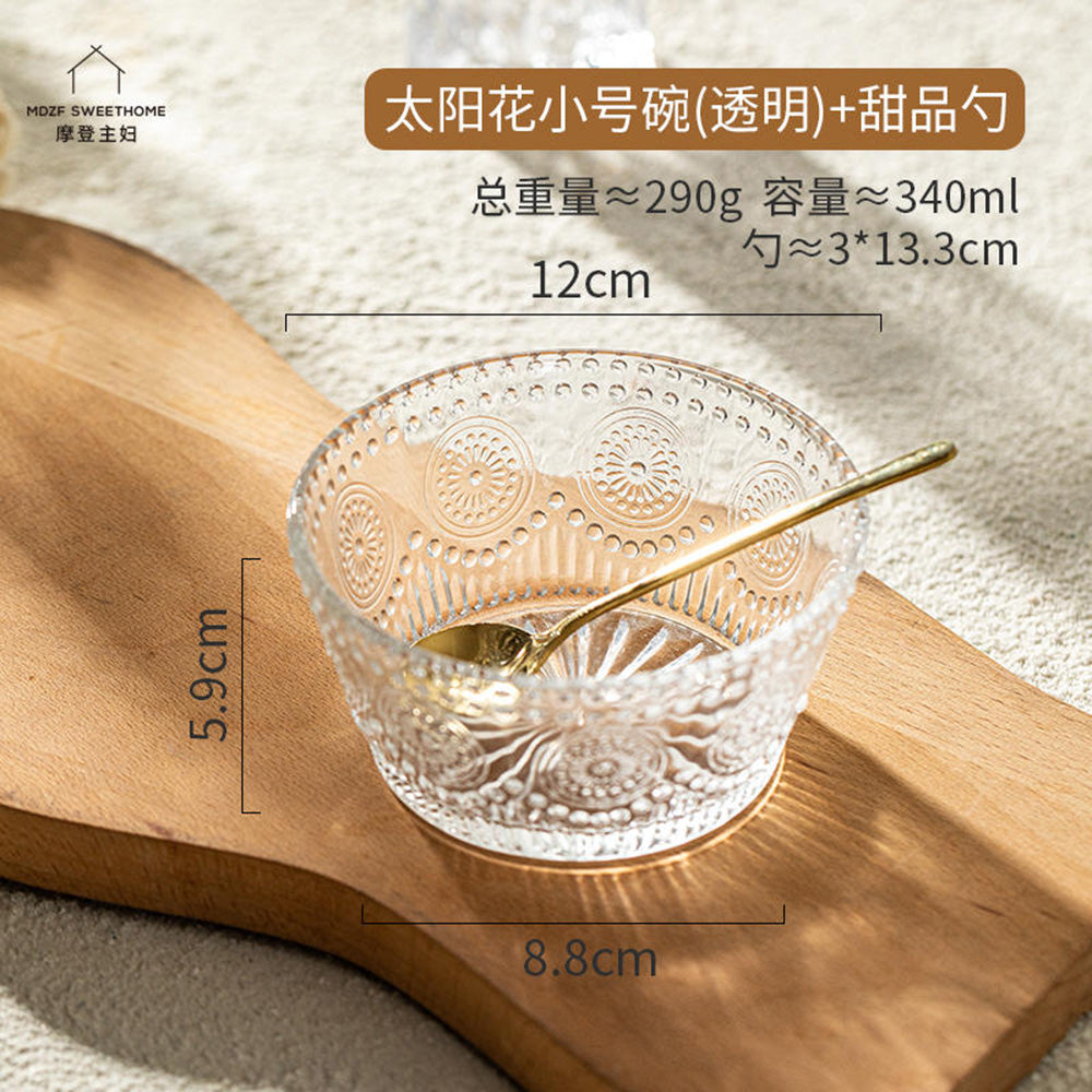 Modern-Housewife-Sunflower-Small-Bowl---Transparent-with-Dessert-Spoon-1