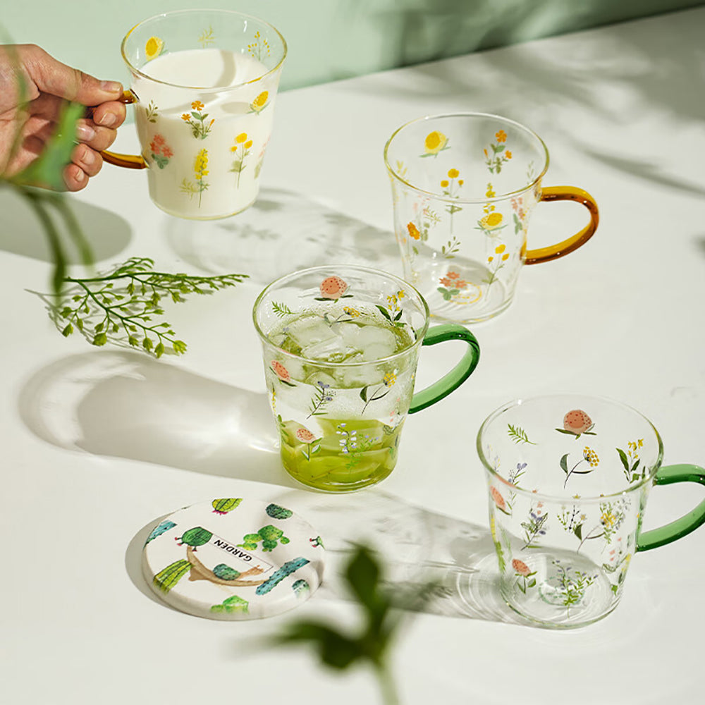 Modern-Housewife-Floral-Glass-Mug-with-Yellow-Handle---400ml-1