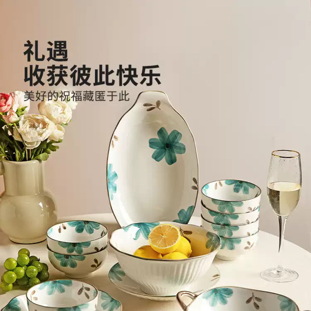 Modern-Housewife-“Qingyuan”-Ceramic-Fish-Serving-Plate-with-Floral-Motif-2