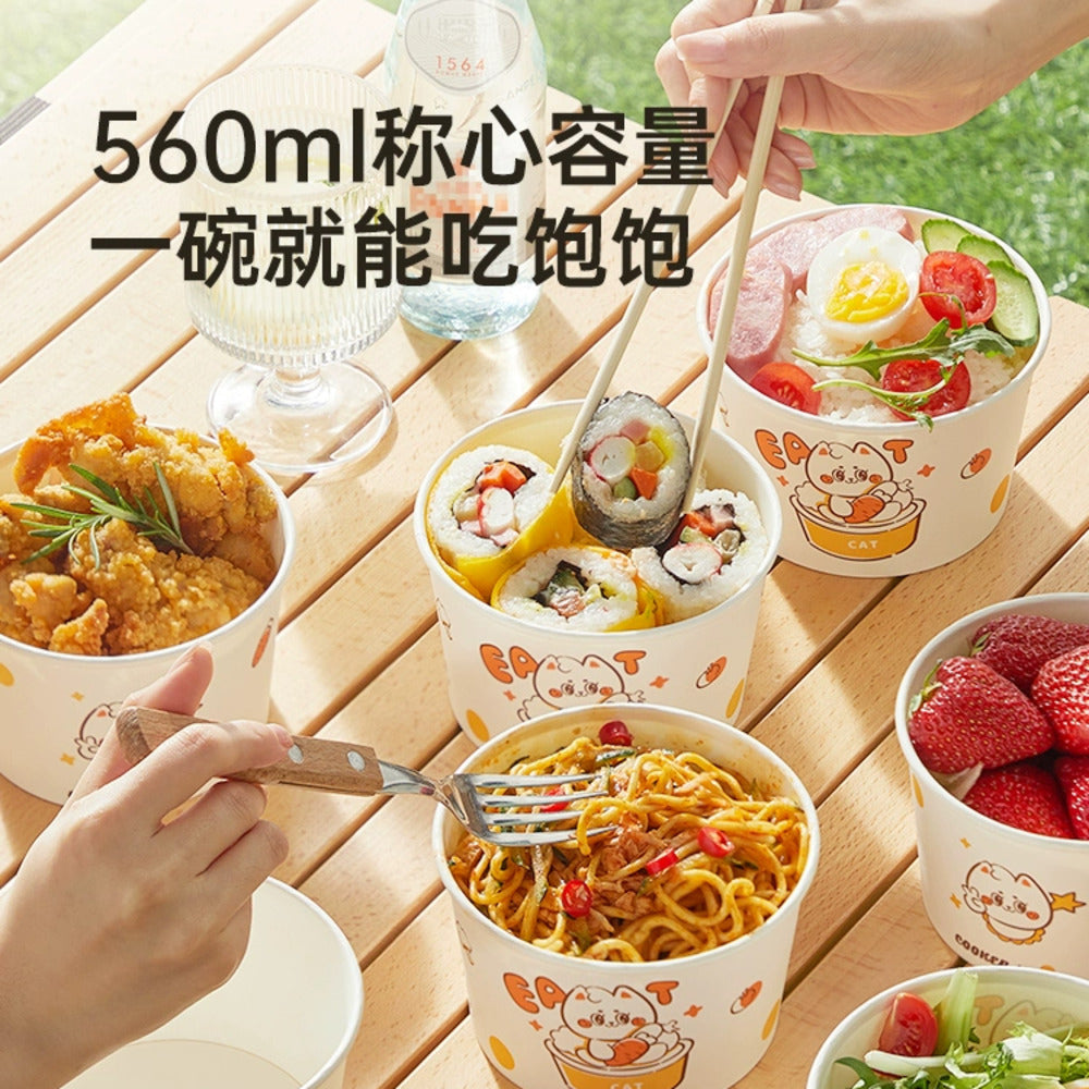 Cooker-King-Disposable-Paper-Bowls-560-ml-–-Cute-Cat-Print,-Pack-of-25-2