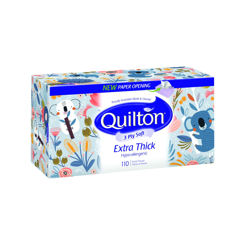 Quilton-Extra-Thick-3-Ply-Hypoallergenic-Facial-Tissues-–-110-Sheets-per-Box,-Pack-of-12-2