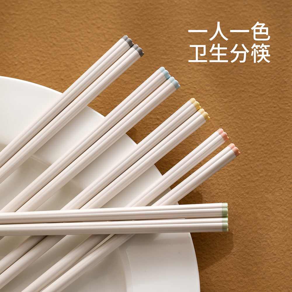 FaSoLa-Plum-Blossom-Alloy-Chopsticks---White,-Set-of-5-Pairs-1