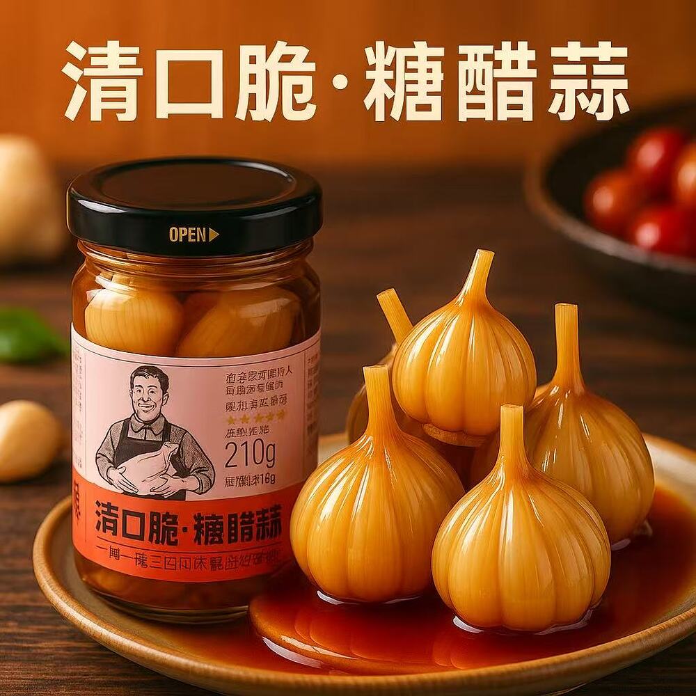 Haosuan-Dao-Sweet-&-Sour-Pickled-Garlic-–-Crunchy-&-Refreshing-210g---Chinese-Sugar-Vinegar-Pickled-Garlic-2