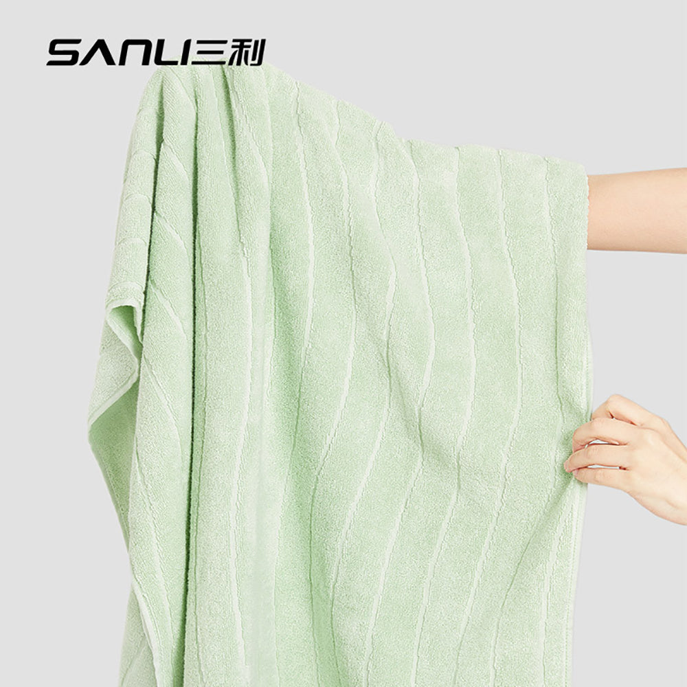 Sanli-Cotton-Ripple-Bath-Towel---Soft-Green,-70x140cm-1