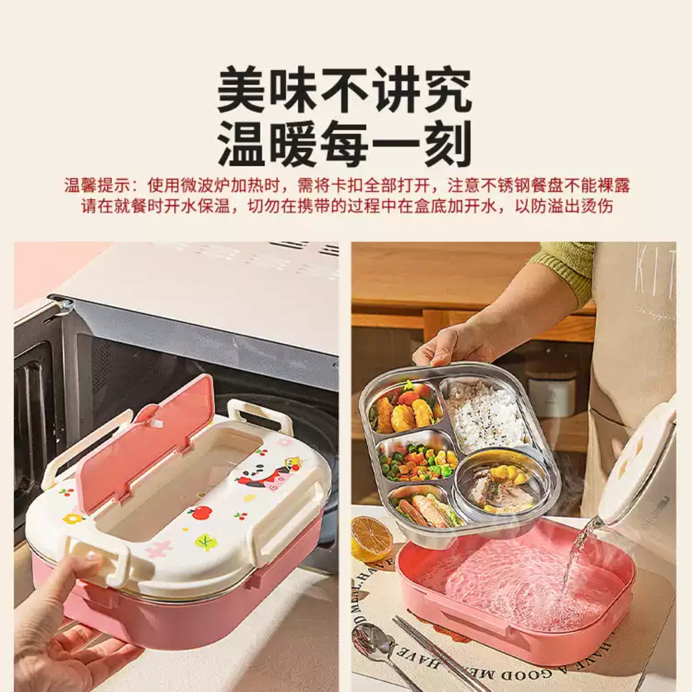 Modern-Housewife-1L-Insulated-316-Stainless-Steel-4-Compartment-Lunch-Box---Pink-with-Stainless-Steel-Chopsticks-&-Spoon-2