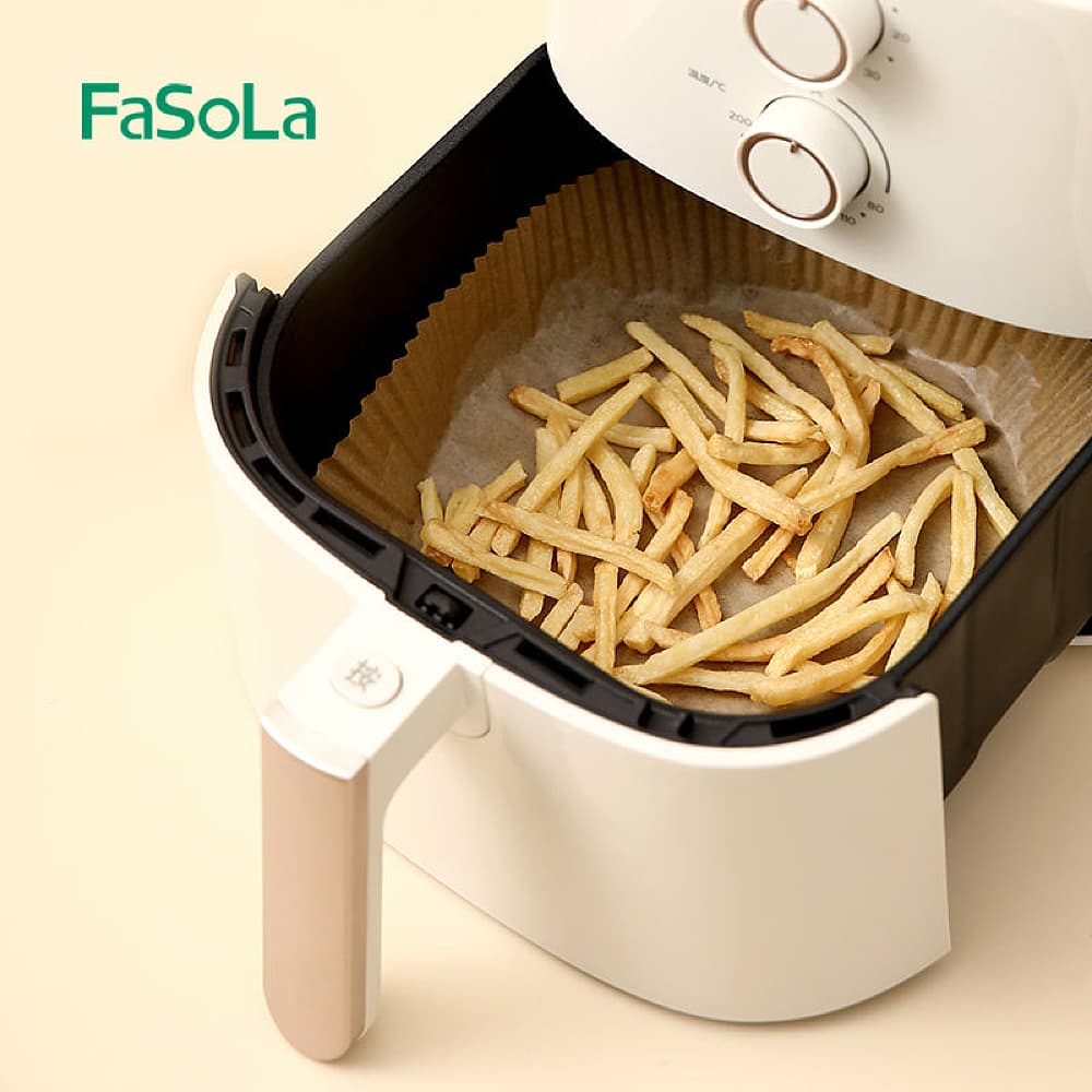 FaSoLa-Air-Fryer-Paper-Liners---Bowl-Shape,-Natural-Wood-Color,-Large,-19.5cm-Diameter,-30-Pieces-1