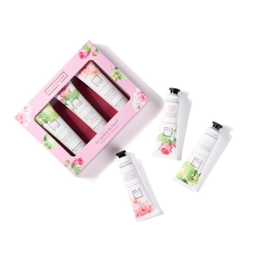 Blue-Jacar-Moisturising-Hand-Cream-Gift-Set---Rose-&-Cucumber-Scents,-3-x-30ml-1