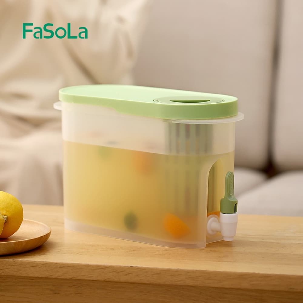 FaSoLa-Household-Transparent-Cold-Water-Pitcher-with-Faucet---Green,-3.9L-1