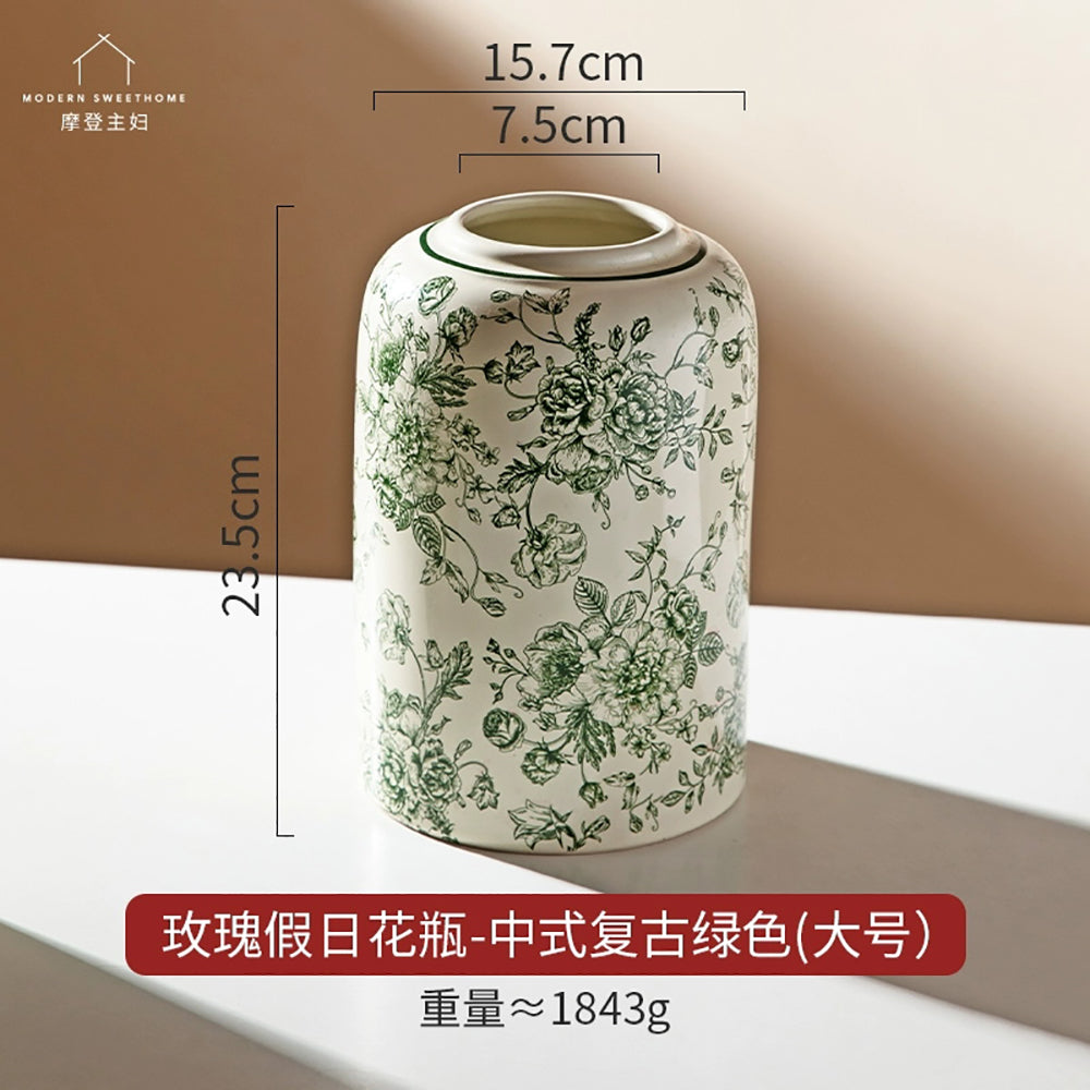 Modern-Housewife-Rose-Holiday-Vase---Large,-Chinese-Vintage-Green-1