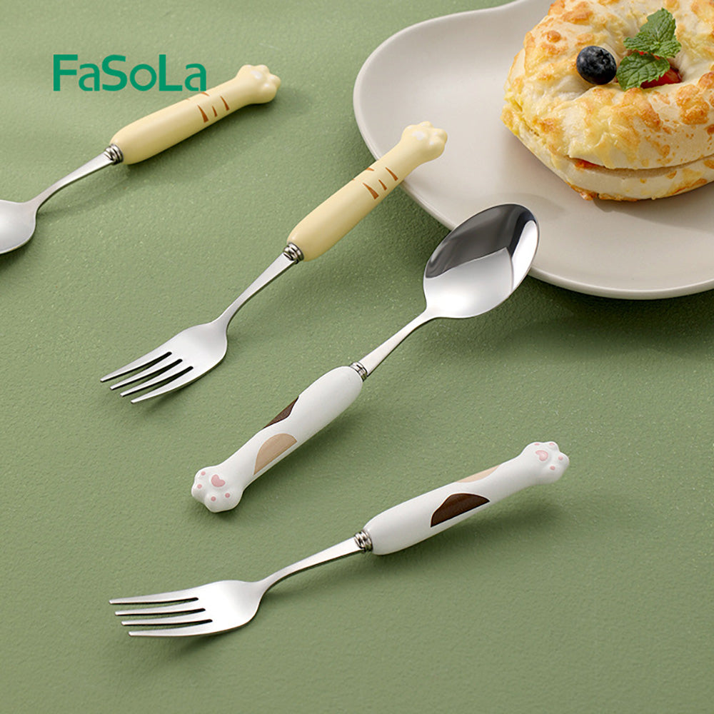 FaSoLa-Ceramic-Cat-Paw-Tableware-White-Spoon-1