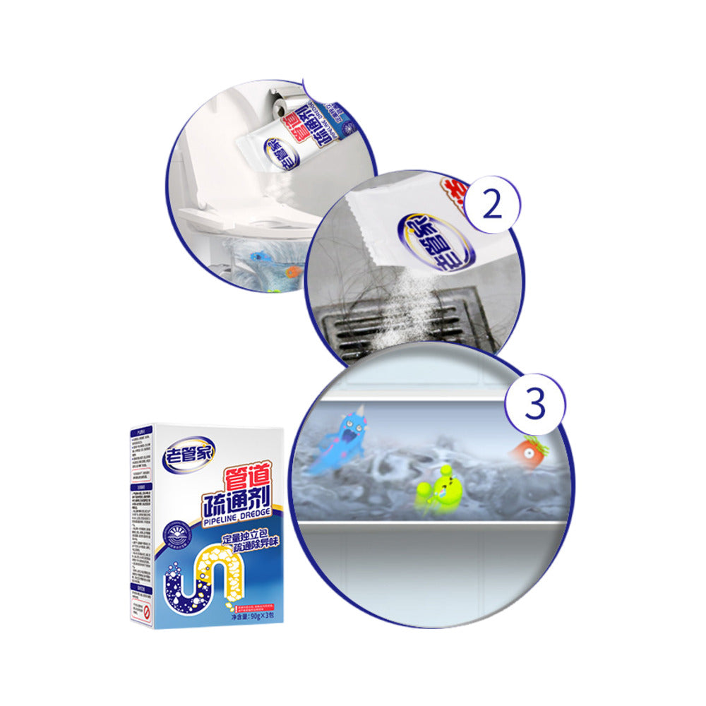 Lao-Guanjia-Pipeline-Drain-Cleaner-Powder-–-90g-x-3-Sachets-(Total-270g)---Drain-&-Pipe-Unblocker-with-Deodorising-Action-2