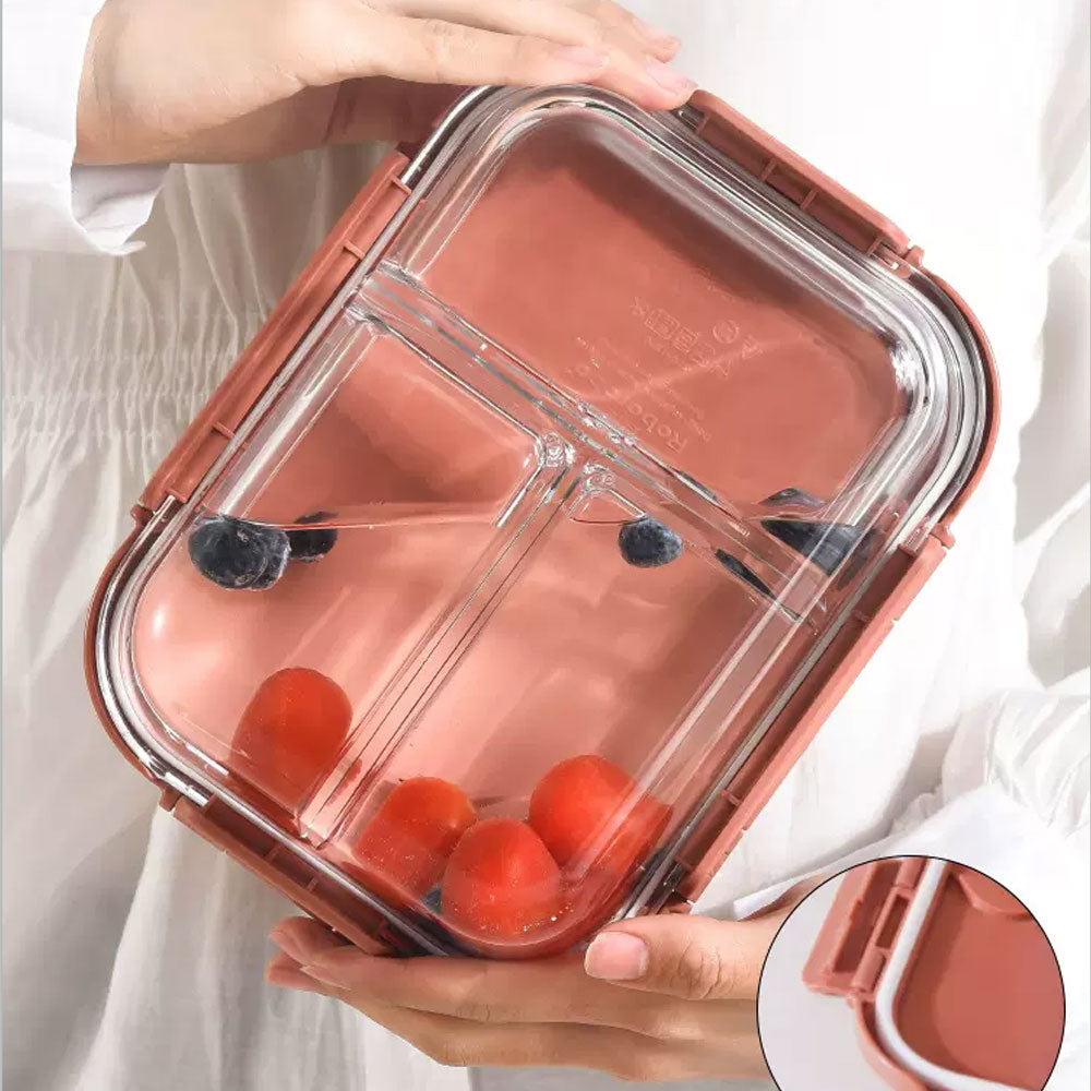 Roborobo-Clark-Divided-Heat-Resistant-Glass-Food-Storage-Container---Finnish-Red,-1000ml-1