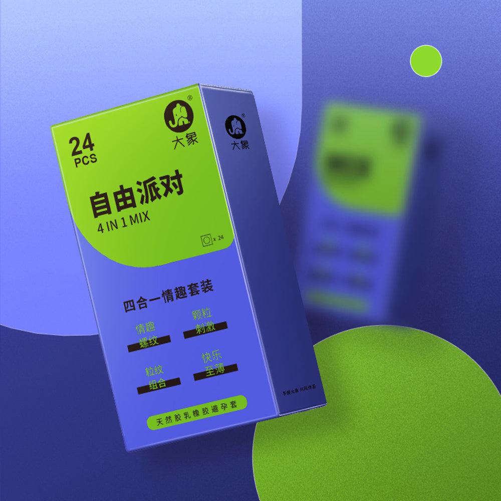 Elephant-4-in-1-Mix-Condoms-–-24-Pack---Ribbed,-Dotted,-Combo-&-Ultra-Thin-Variety-2