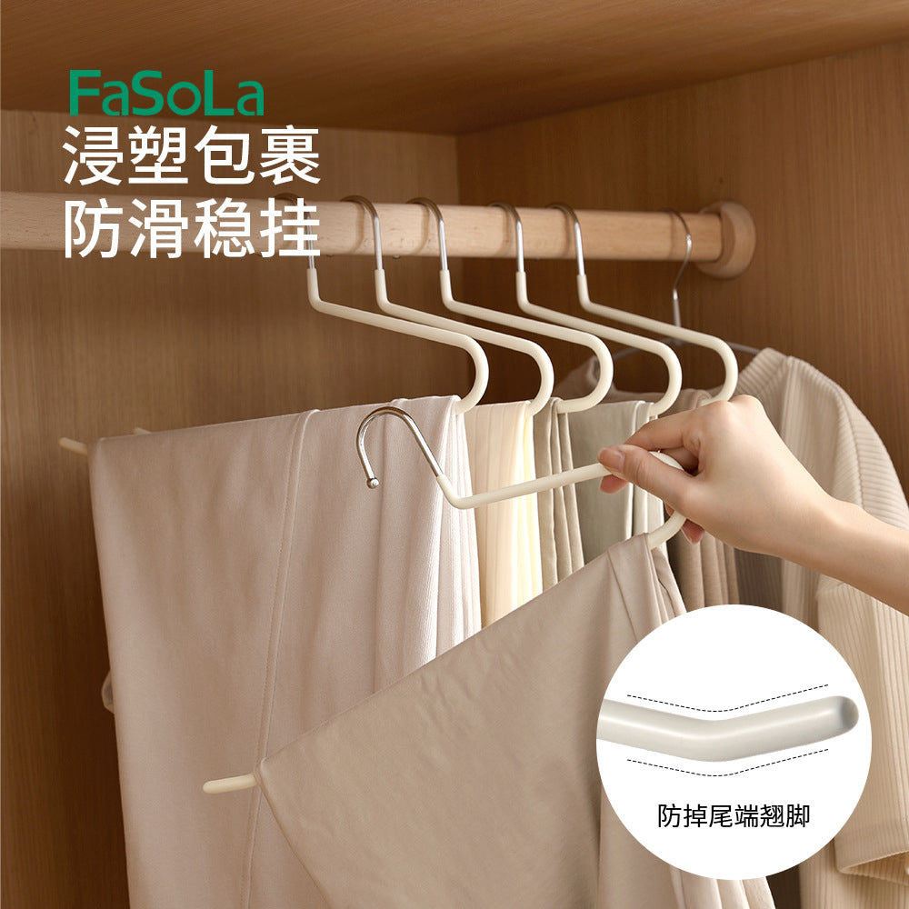 FaSoLa-Non-Slip-Pants-Hangers-Single-Layer---Beige,-Set-of-5-1