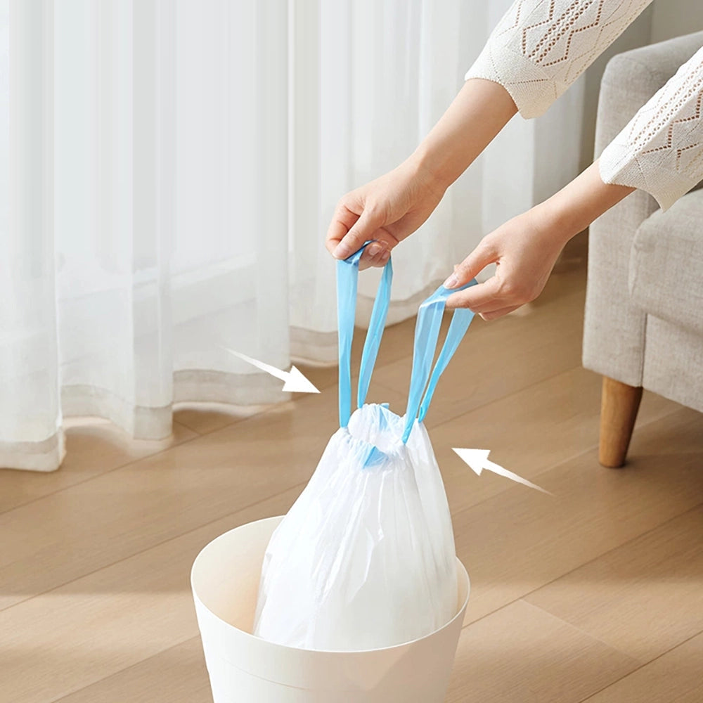 Lifease Drawstring Trash Bags - Extra Thick, M Size, 3 Rolls, 60 Bags