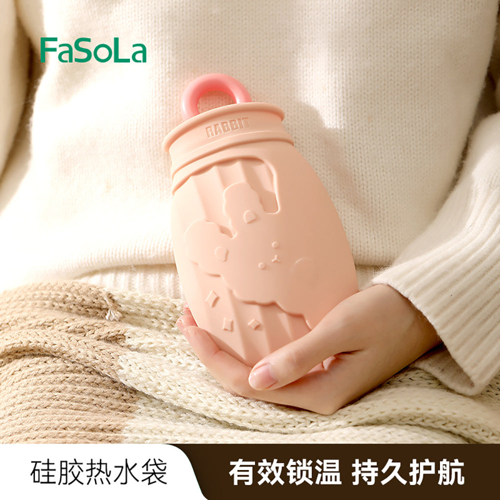 FaSoLa-Silicone-Hot-Water-Bottle-with-Knitted-Cover---Grey-Monkey,-500ml-1