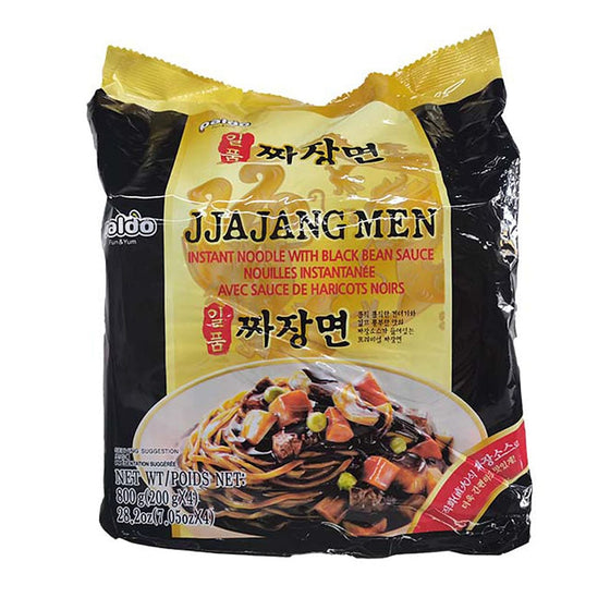 Mì Paldo Jjajang Men 200 g × 4 gói – mì tương đen Hàn Quốc ăn liền