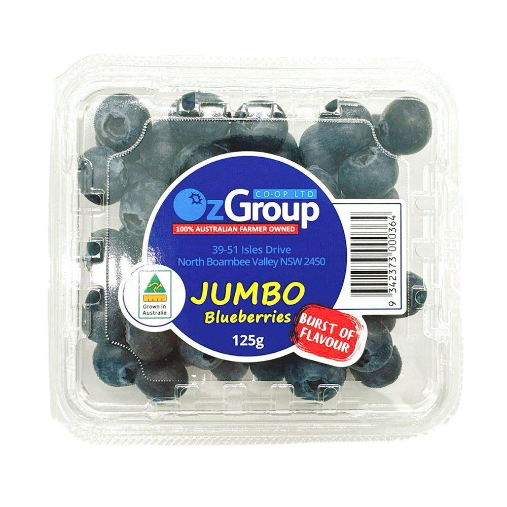 OzGroup Jumbo Crunchy Sweet Blueberries, 1 box 125g