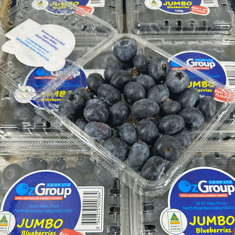 OzGroup Jumbo Crunchy Sweet Blueberries, 1 box 125g