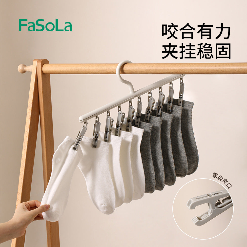 Fasola-Multi-Functional-Rotating-Sock-Hanger---Gray-and-White,-10-Clips-1