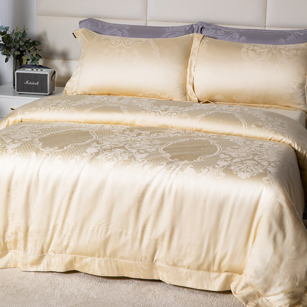 Heartin-Navilite-Queen-Bedding-Set---Champagne-Gold,-4-Pieces-with-2-Free-Pillows-1