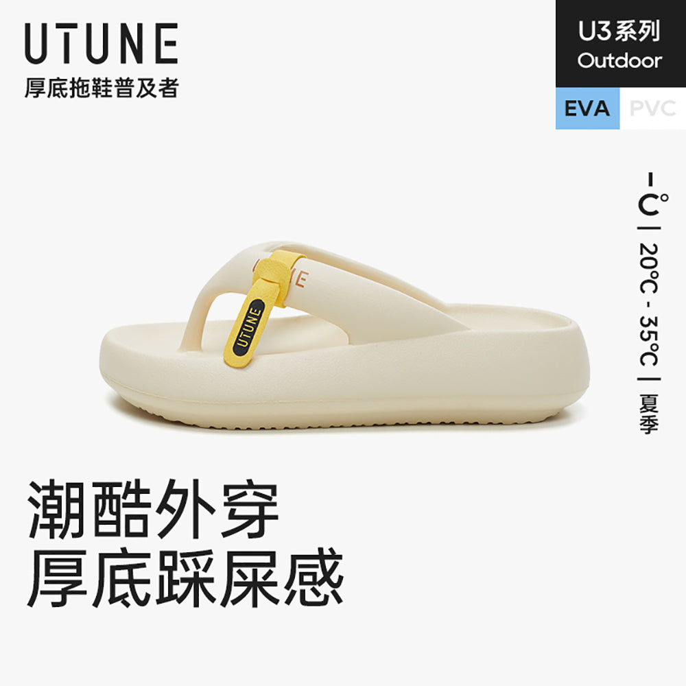 UTUNE-Thick-Soled-Platform-Flip-Flops---Cream-White,-Size-36-37-1