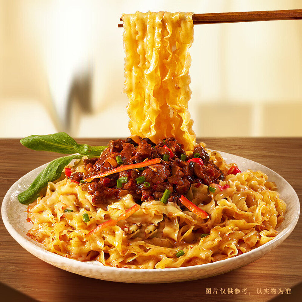 Jinmailang-Lamian-Fan-Shanxi-Knife-Cut-Noodles-–-Spicy-Meat-Sauce-110g---Dry-Mix-Instant-Bowl-3