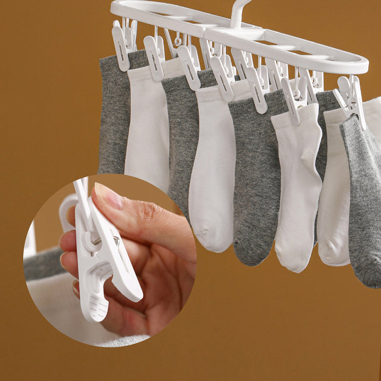 FaSoLa Foldable Drying Rack with 14 Clips - White