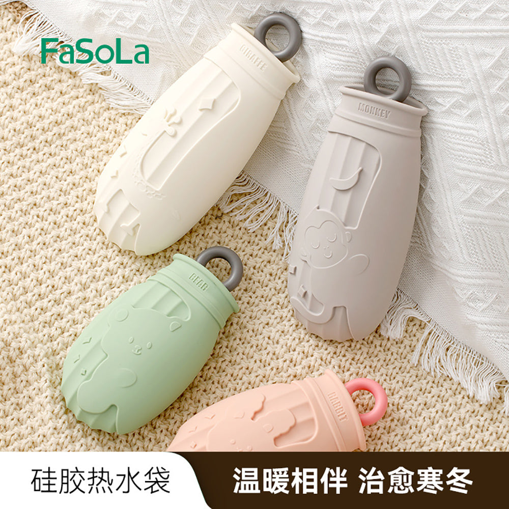 FaSoLa-Silicone-Hot-Water-Bottle-with-Knitted-Cover---Beige-Giraffe,-500ml-1