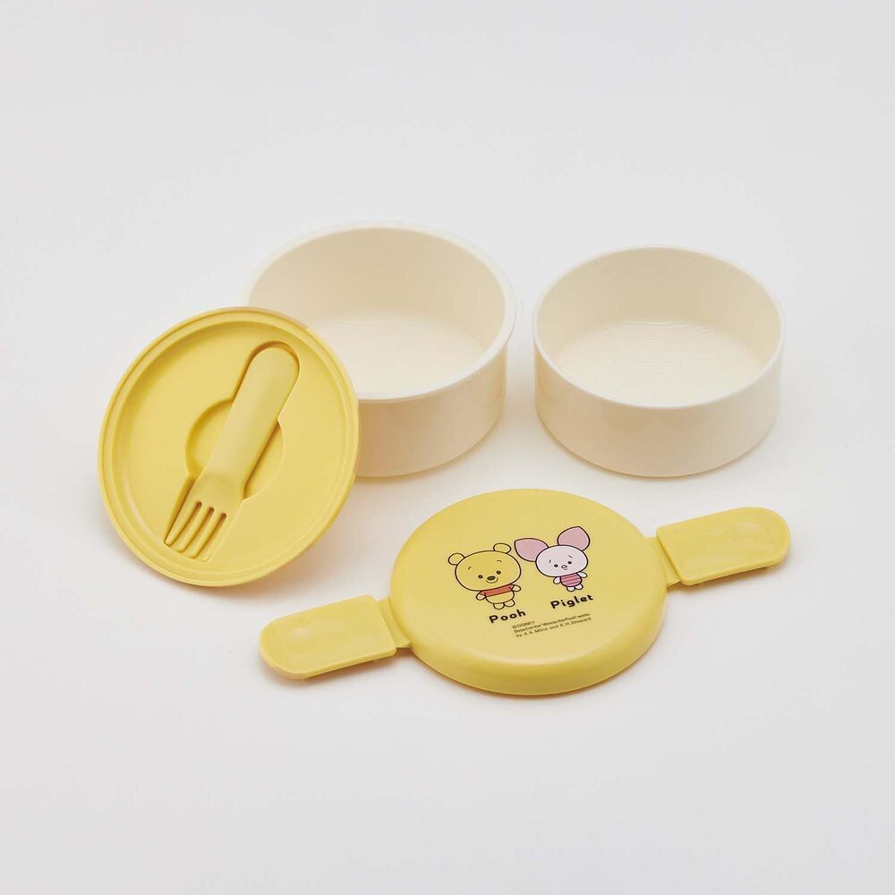 Skater-Antibacterial-Round-2‑Tier-Bento-Box-–-Winnie-the-Pooh-&-Piglet,-230-ml-+-270-ml---Kids-Lunch-Container-3