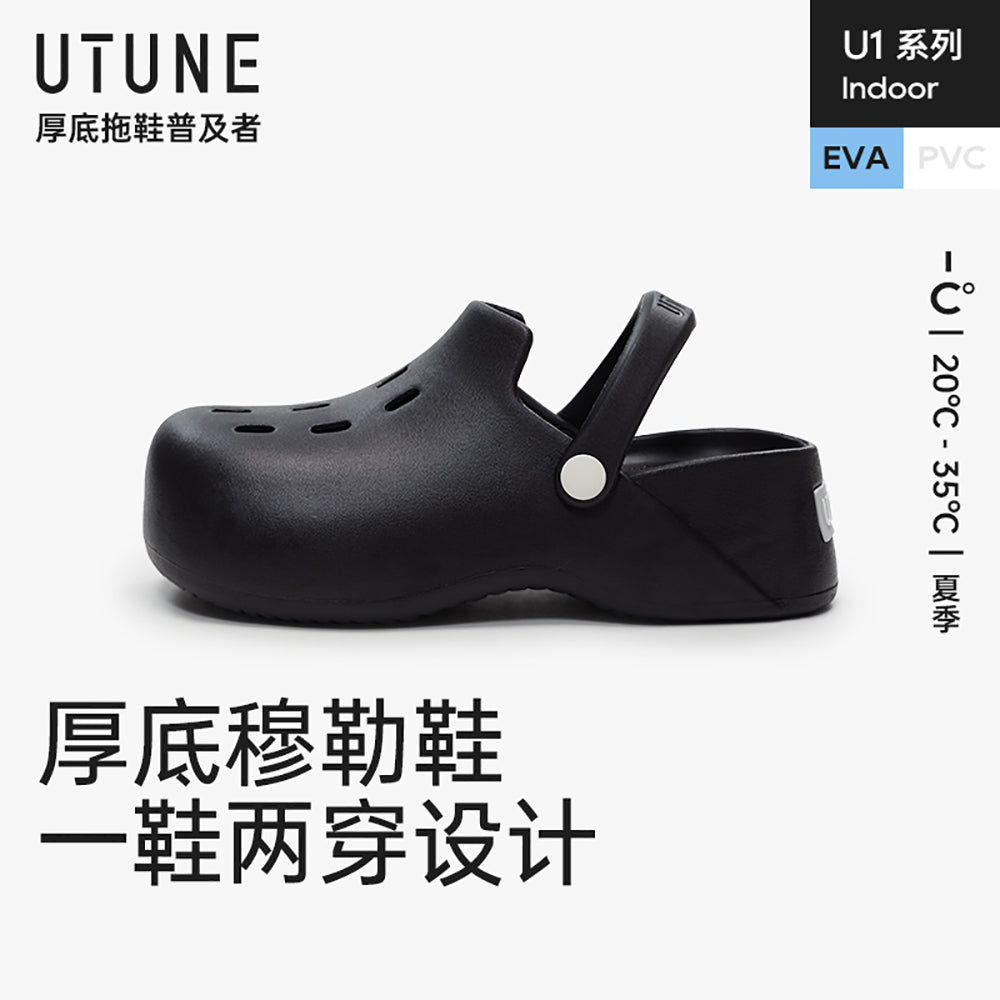 UTUNE-Thick-Soled-Two-Way-Mules---Obsidian-Black,-Size-37-38-1