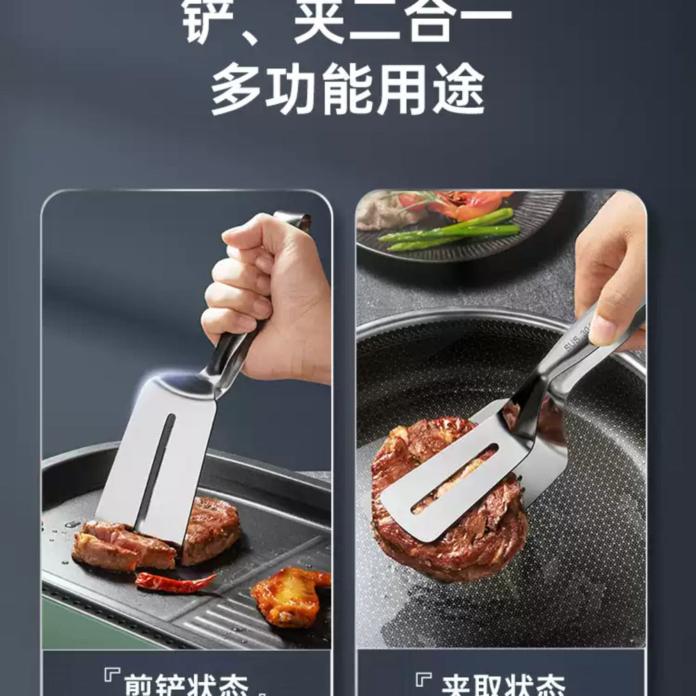 Cooker-King-304-Stainless-Steel-Steak-Tongs-(Large)-–-Wide-Slotted-Turner-Clamp-for-BBQ-&-Grill-3