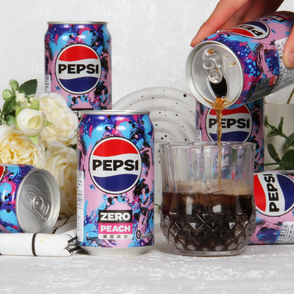 Pepsi-Zero-Peach-Flavoured-Cola-(Kansai-Limited-Edition)-340ml-Can-–-Sugar-Free,-Zero-Calorie-3