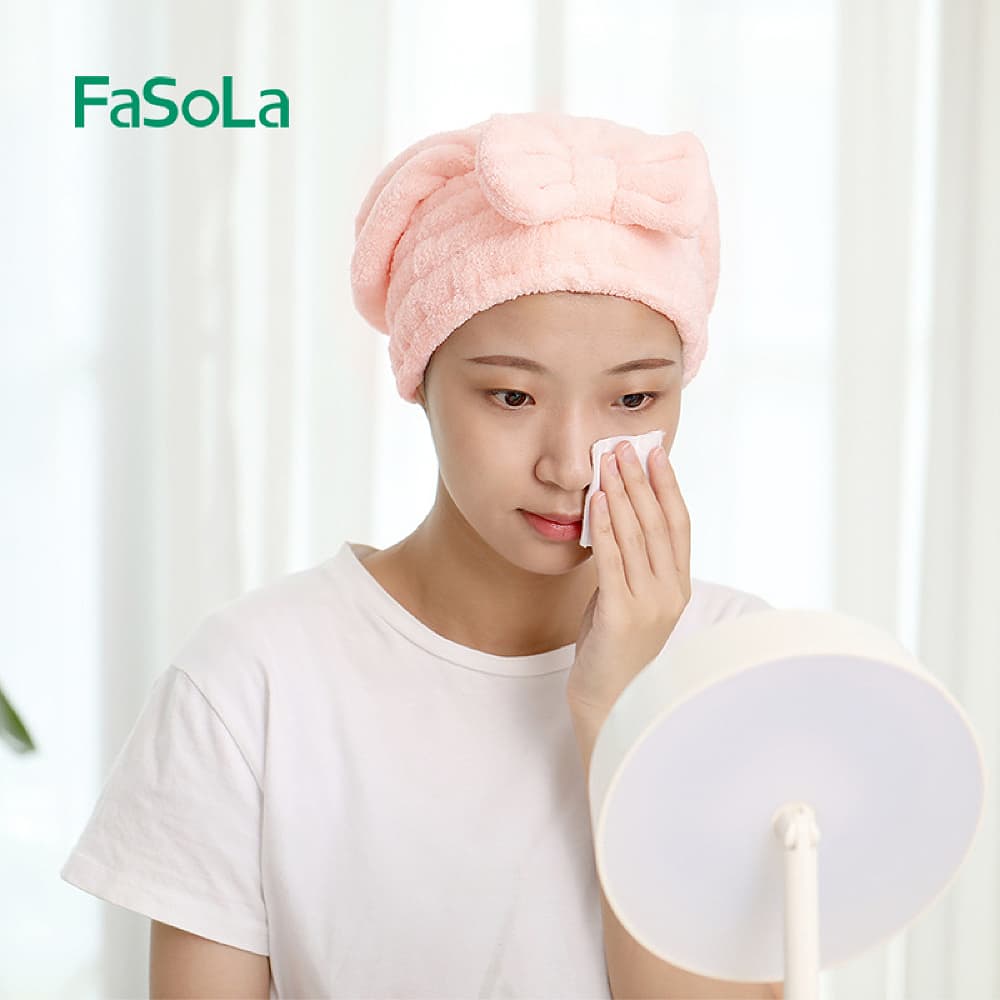 FaSoLa-Quick-Dry-Hair-Towel-Cap---Pink,-26x26cm-1