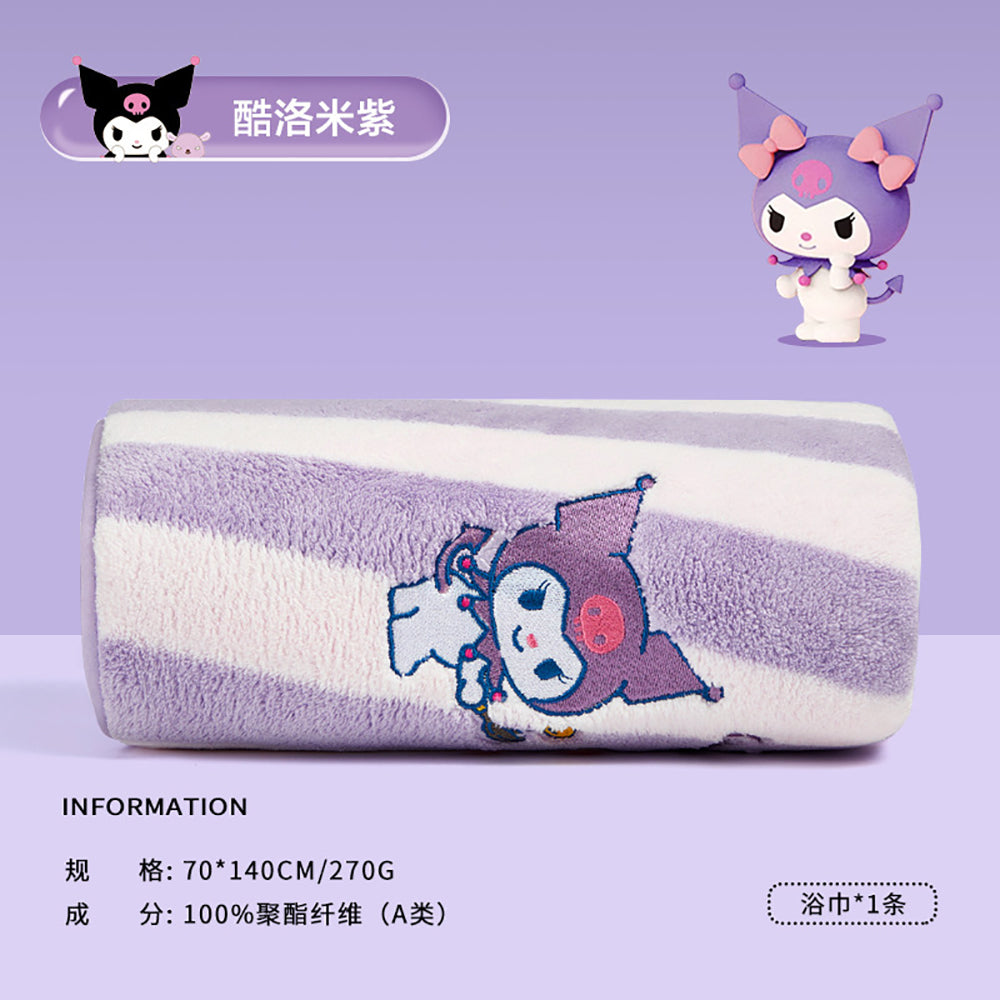 Sanli-x-Sanrio-Kuromi-Coral-Fleece-Bath-Towel-Purple-70x140cm-1