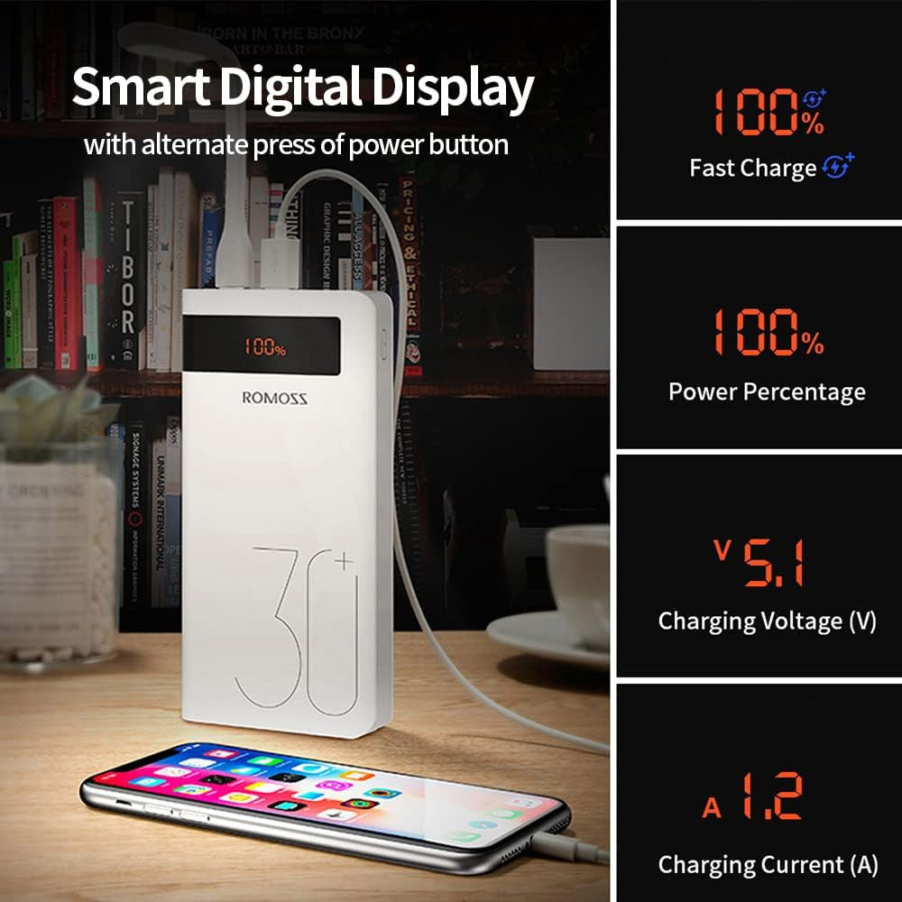 Romoss-Sense8P+-30000mAh-18W-Fast-Charging-Power-Bank---White-1