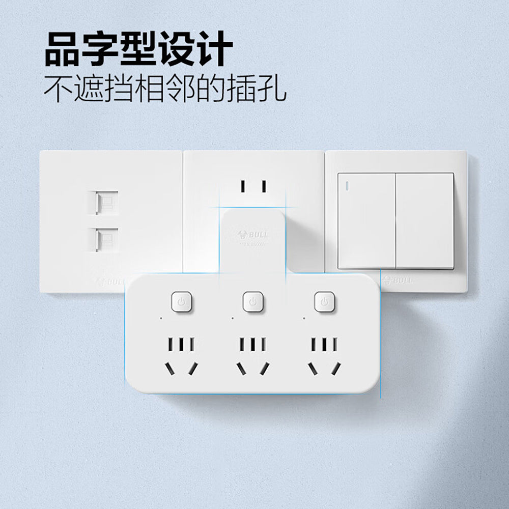 Bull-Brand-Multi-Function-Power-Strip,-One-to-Three-Split-Control-Model-1