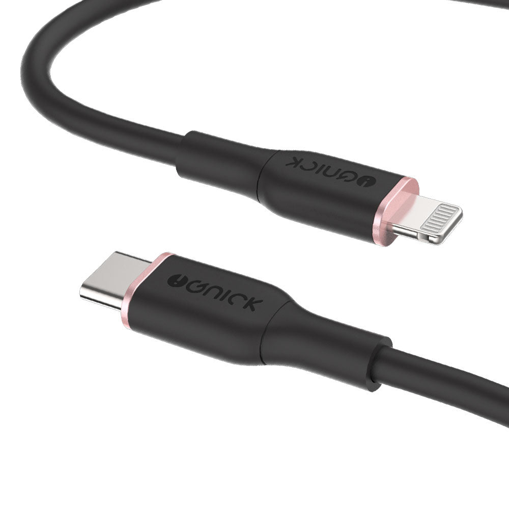 iQuick-Silicone-Charging-Data-Cable-Type-C-to-Lightning-3m-Black-1